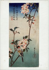 Petit oiseau sur une branche de Kaidozakura - Utagawa Hiroshige